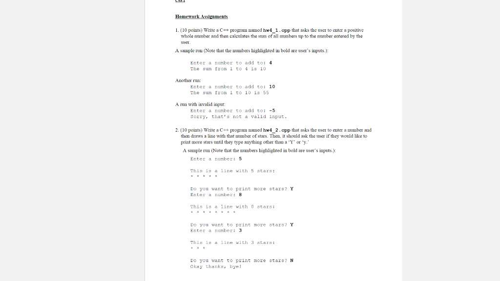 Solved Homework Assignments 1. (10 points) Write a C++ | Chegg.com