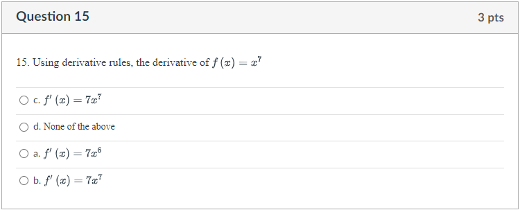 derivative of f x )= 7