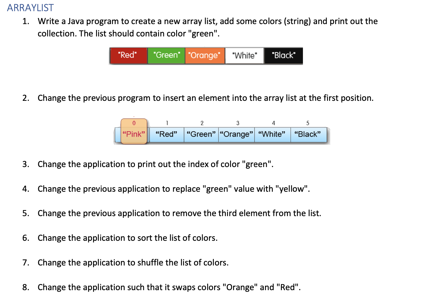 Kalkun myg form Solved ARRAYLIST 1. Write a Java program to create a new | Chegg.com