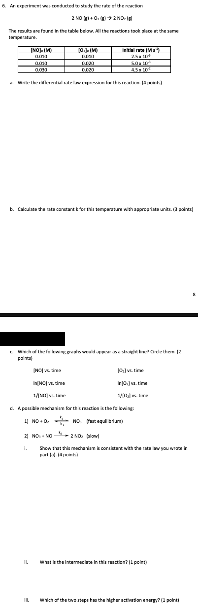 Solved 6. An experiment was conducted to study the rate of | Chegg.com