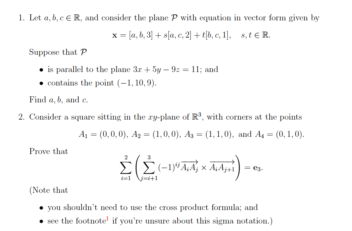 Solved 1. Let A, B, C ER, And Consider The Plane P With | Chegg.com