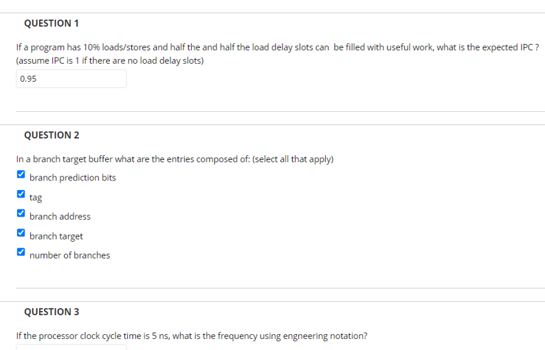 Solved QUESTION 1 If a program has 10% loads/stores and half | Chegg.com