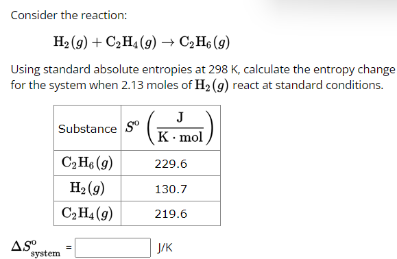 Solved Consider the reaction H2 g C2H4 g C2H6 g Using Chegg