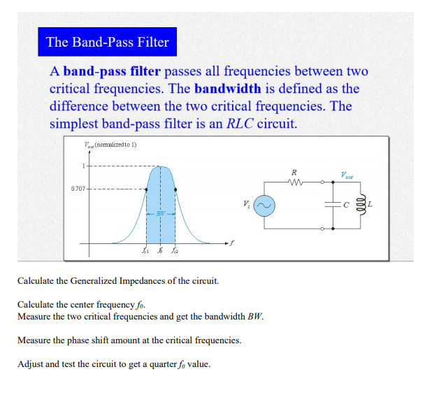 Solved Basic filter Responses A filter is a circuit that | Chegg.com