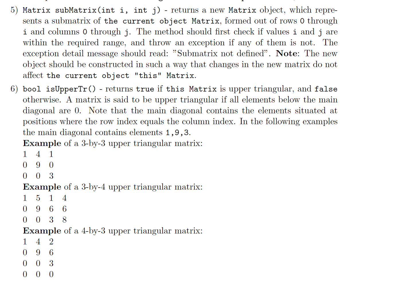 C++ coding Matrix Class Class Matrix has only the | Chegg.com