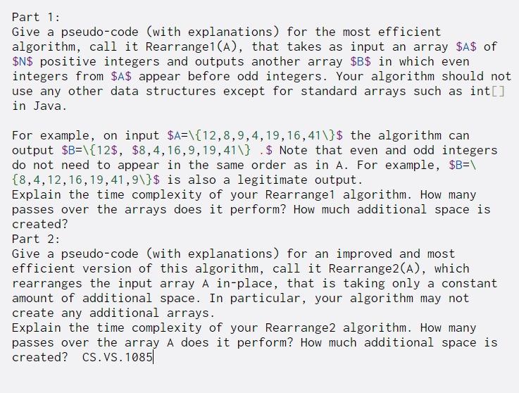 Solved Part 1: Give a pseudo-code (with explanations) for | Chegg.com