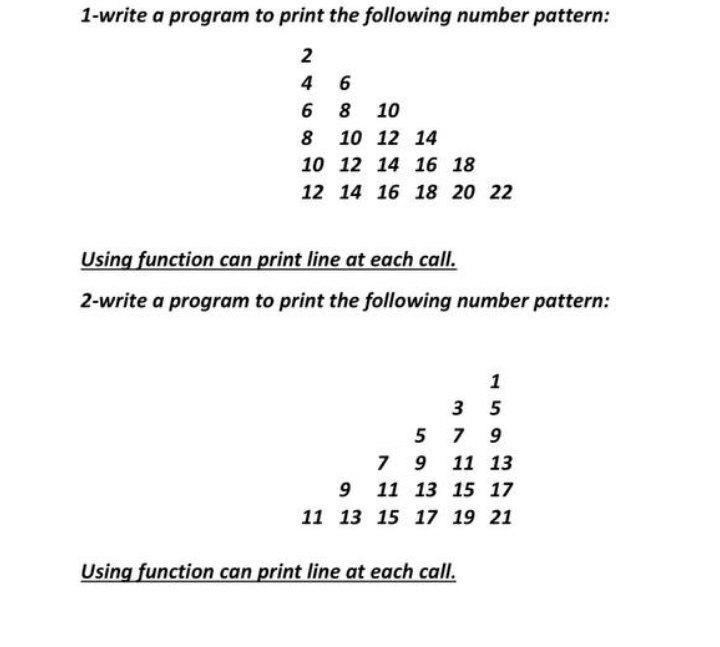 Solved 1-write a program to print the following number | Chegg.com