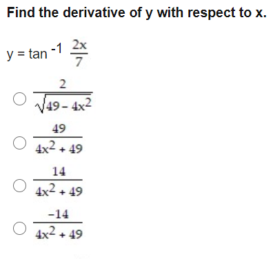 Solved Find The Derivative Of Y With Respect To X Y Ta Chegg Com