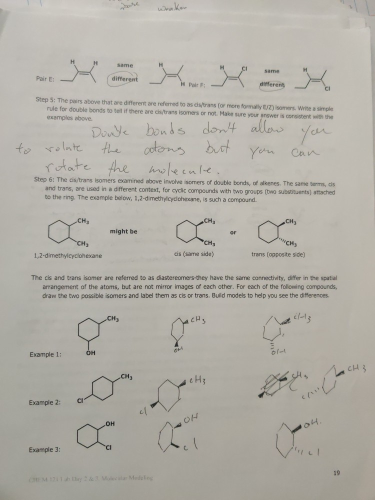 Chem 121 Lab Day3&4 , Molecular Modeling Lab Repor...