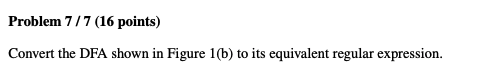 Solved Problem 7/7 (16 Points) Convert The DFA Shown In | Chegg.com