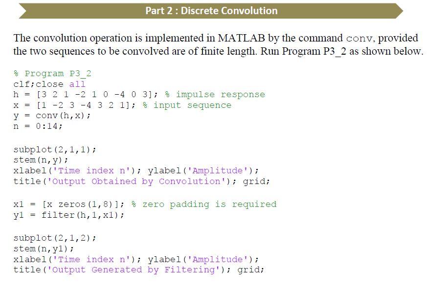 Solved Part 2: Discrete Convolution The convolution | Chegg.com