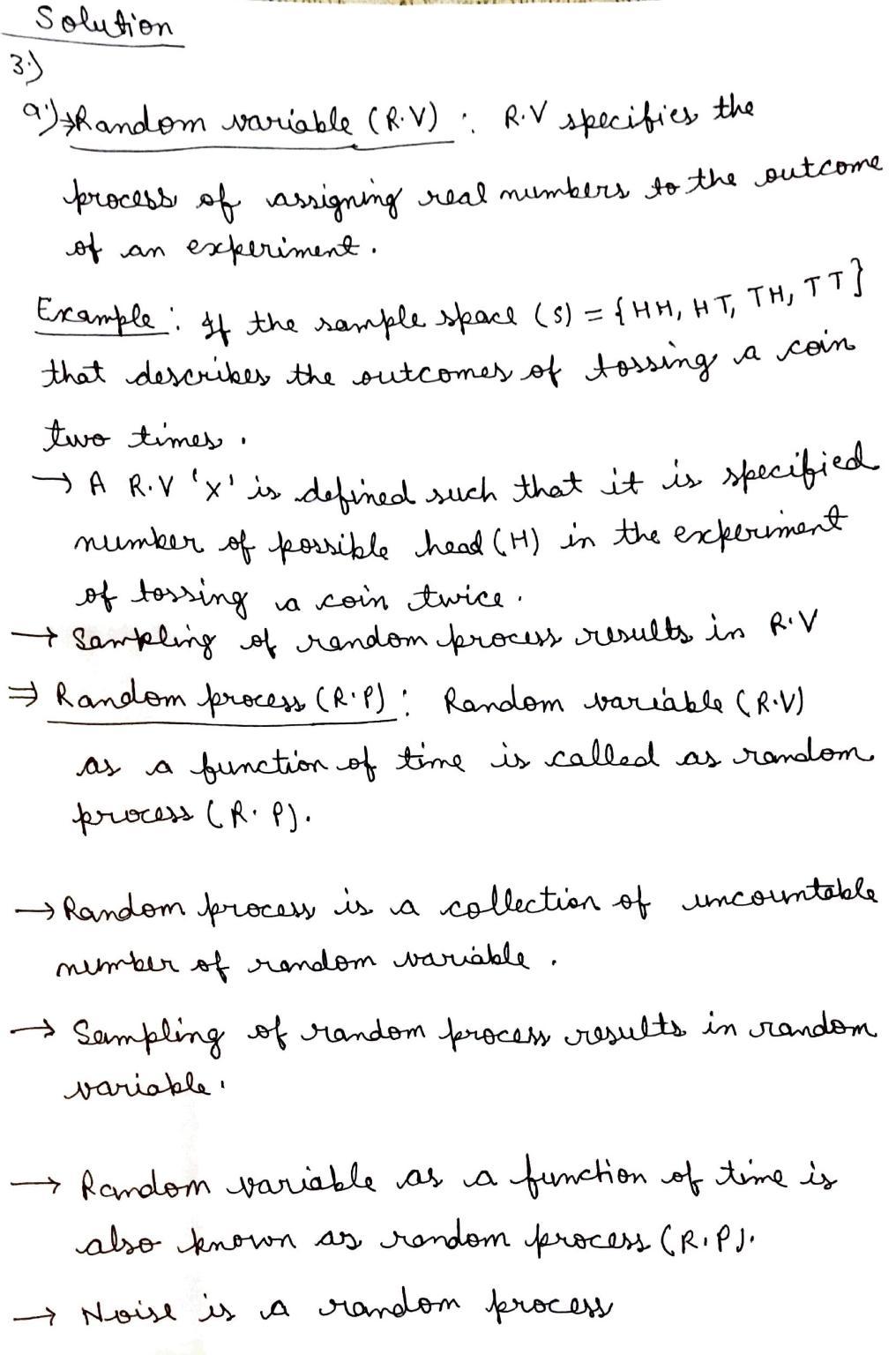 Solved 3. Random Process a) What is the difference between | Chegg.com