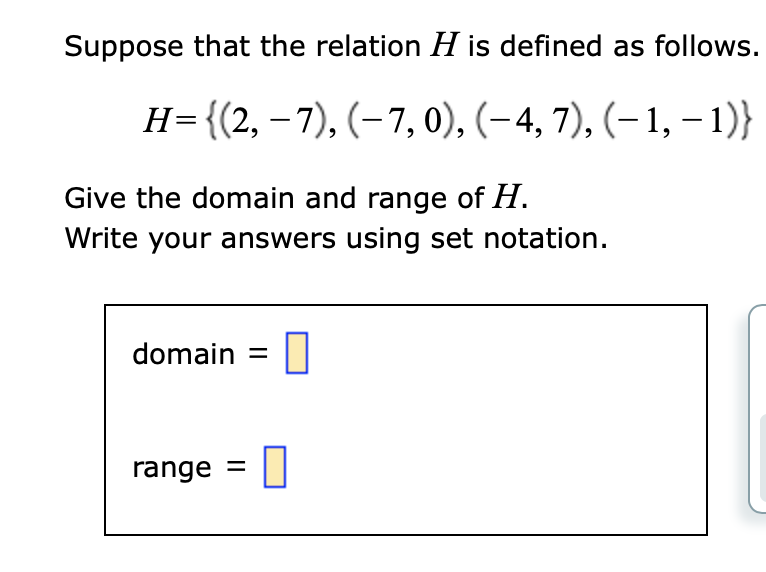 Solved Suppose that the relation H is defined as follows.