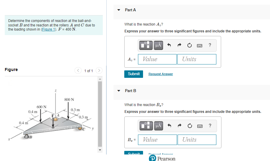 Solved Part A Determine the components of reaction at the | Chegg.com