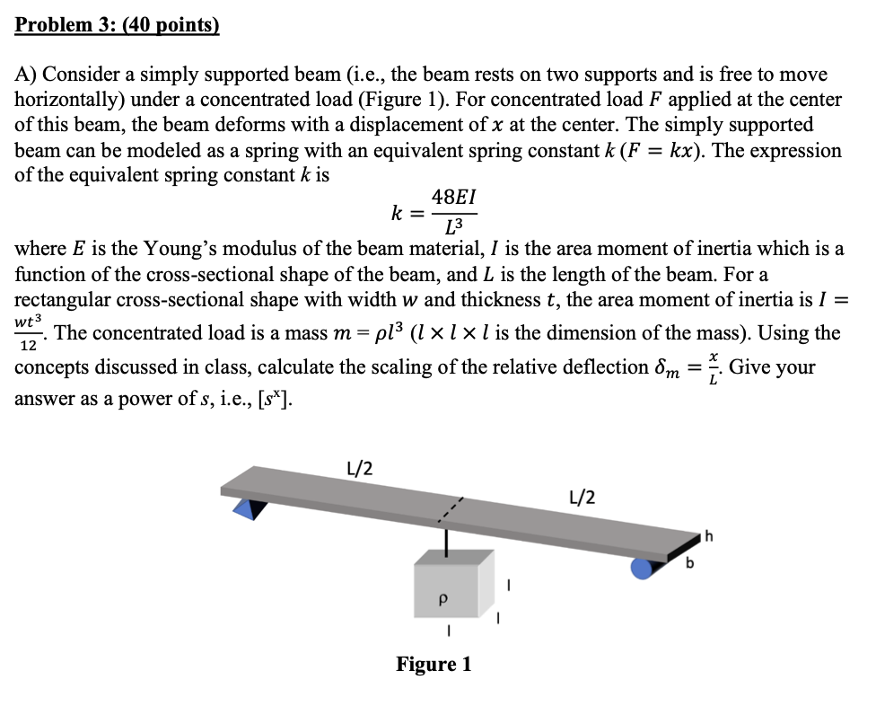 Solved A) Consider a simply supported beam (i.e., the beam | Chegg.com