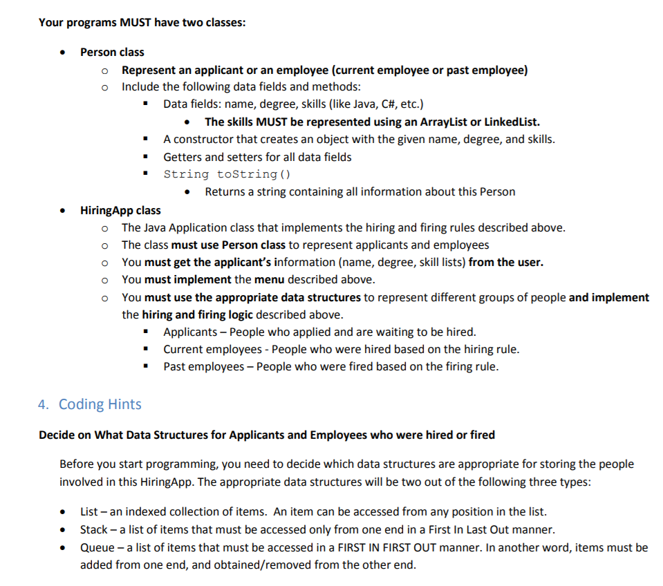 Solved 2. Description Stack and Queue Application Write a | Chegg.com