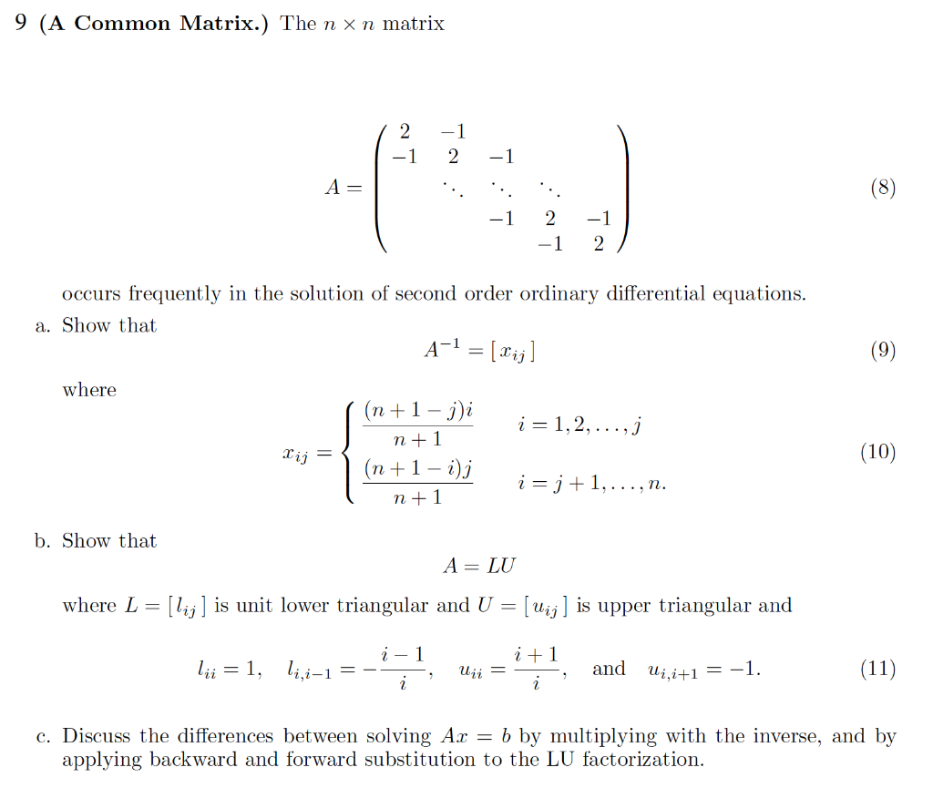 9 (A Common Matrix.) The n x n matrix / 2 | -1 - 1 2 | Chegg.com