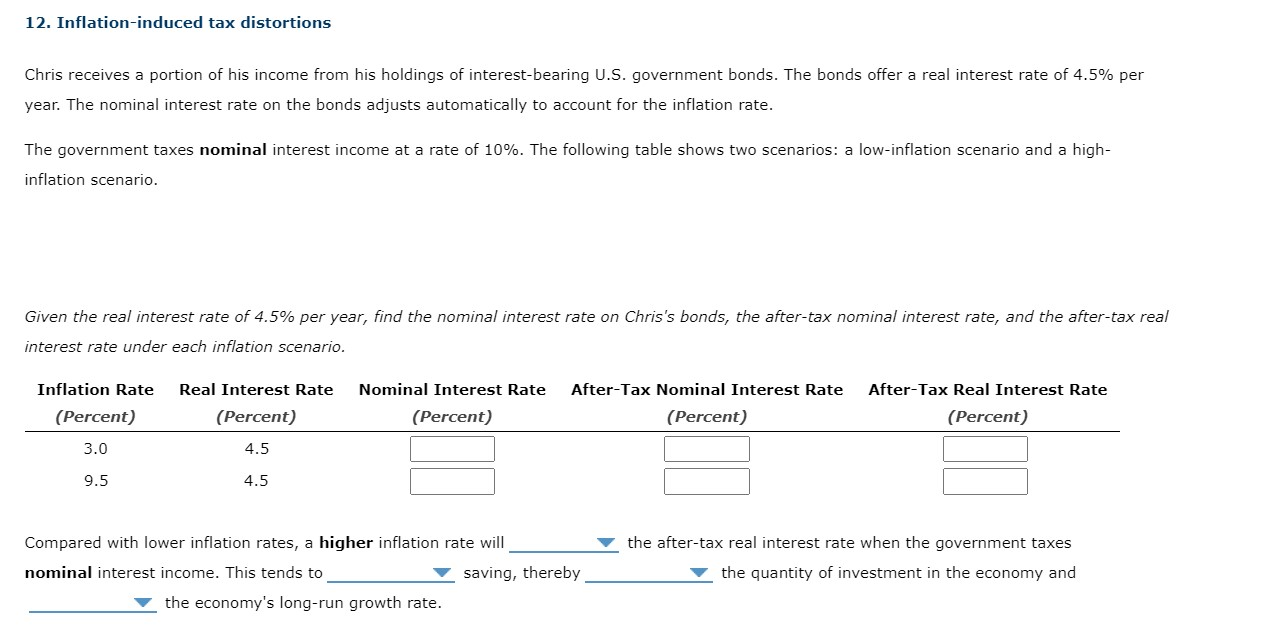 Solved 12. Inflation-induced tax distortions Chris receives | Chegg.com