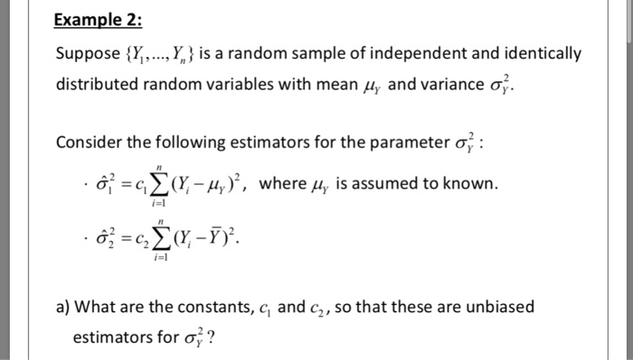 Solved Example 2: Suppose Y., Y, is a random sample of | Chegg.com