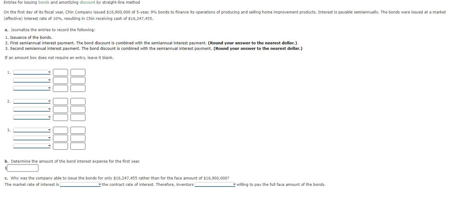 Solved Entries for issuing bonds and amortizing discount by | Chegg.com