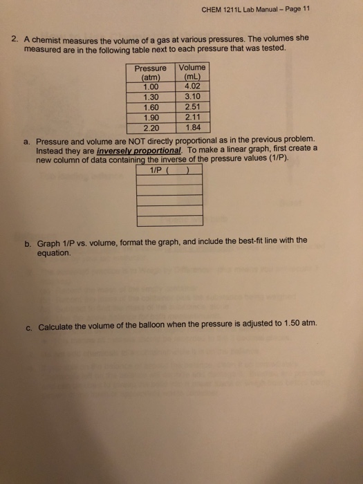Solved CHEM 1211L Lab Manual Page 11 2. A chemist measures
