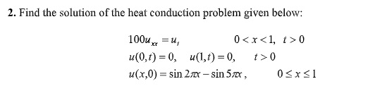 Solved Find The Solution Of The Heat Conduction Problem | Chegg.com