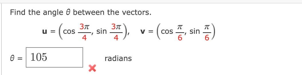 Solved Find the angle θ between the vectors. | Chegg.com