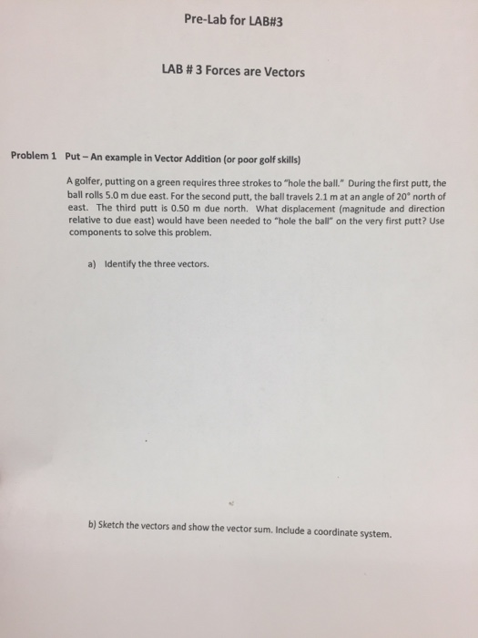 Solved Pre-Lab for LAB#3 LAB # 3 Forces are Vectors Problem | Chegg.com