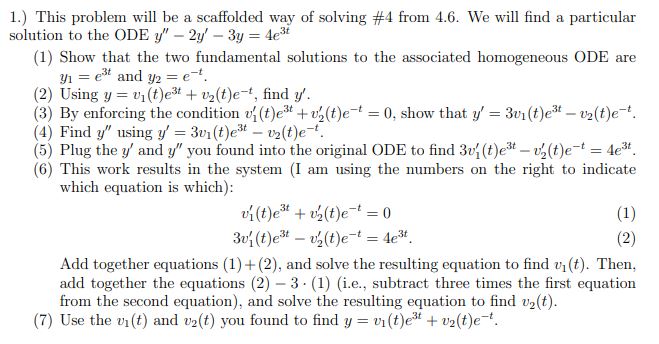 Solved Differential Equations - Please include intermediate | Chegg.com