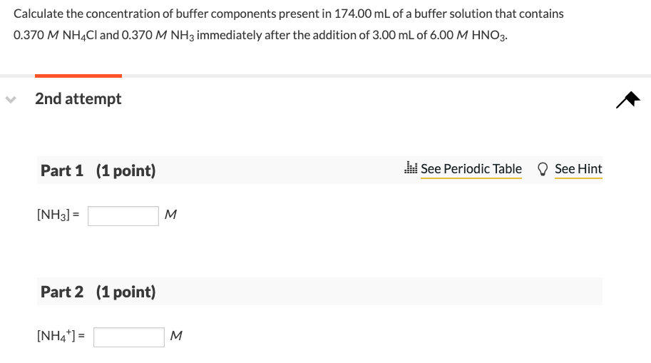 Solved Calculate the concentration of buffer components | Chegg.com