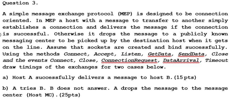 Solved Question 3. A simple message exchange protocol (MEP) | Chegg.com
