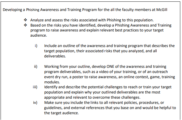 Solved ping a Phishing Awareness and Training Program for | Chegg.com
