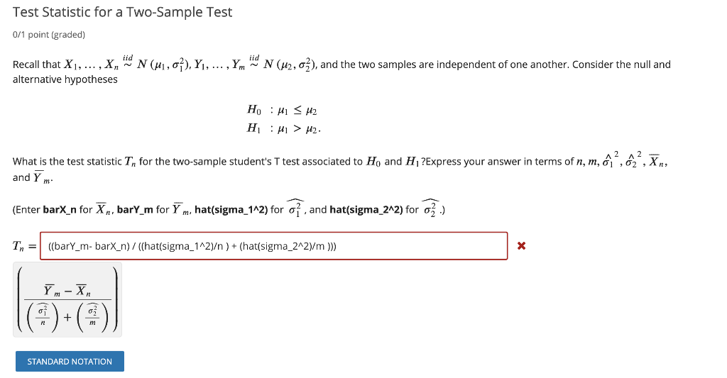 What Is The Equation For A Two Sample T Test