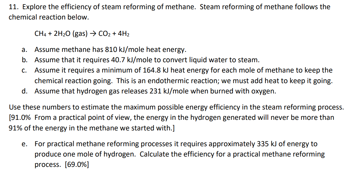 Solved Explore The Efficiency Of Steam Reforming Of Methane. | Chegg.com