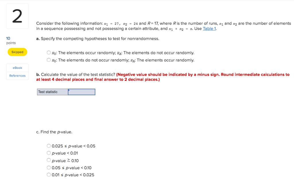 Solved 2 27 N2 24 And R 17 Where R Is The Number Of Chegg Com