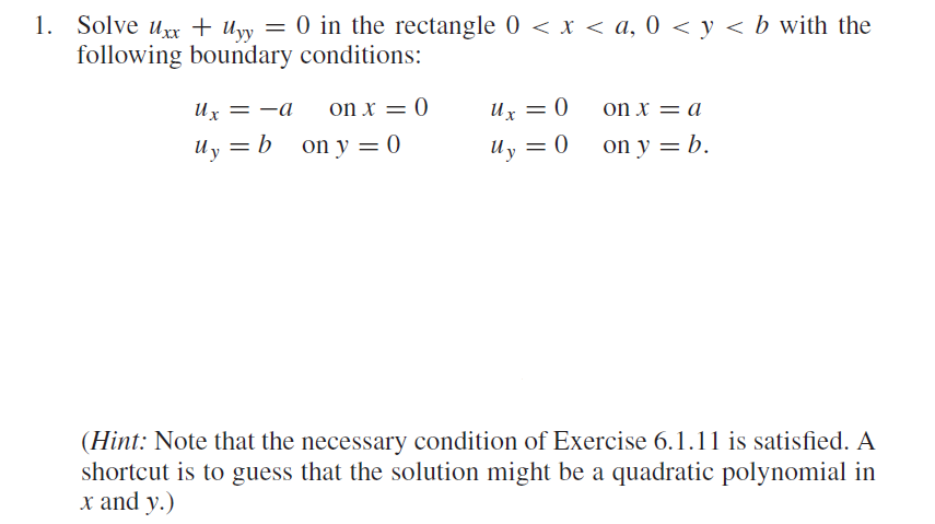 Solved 1. Solve Uxx + Uyy = 0 In The Rectangle 0