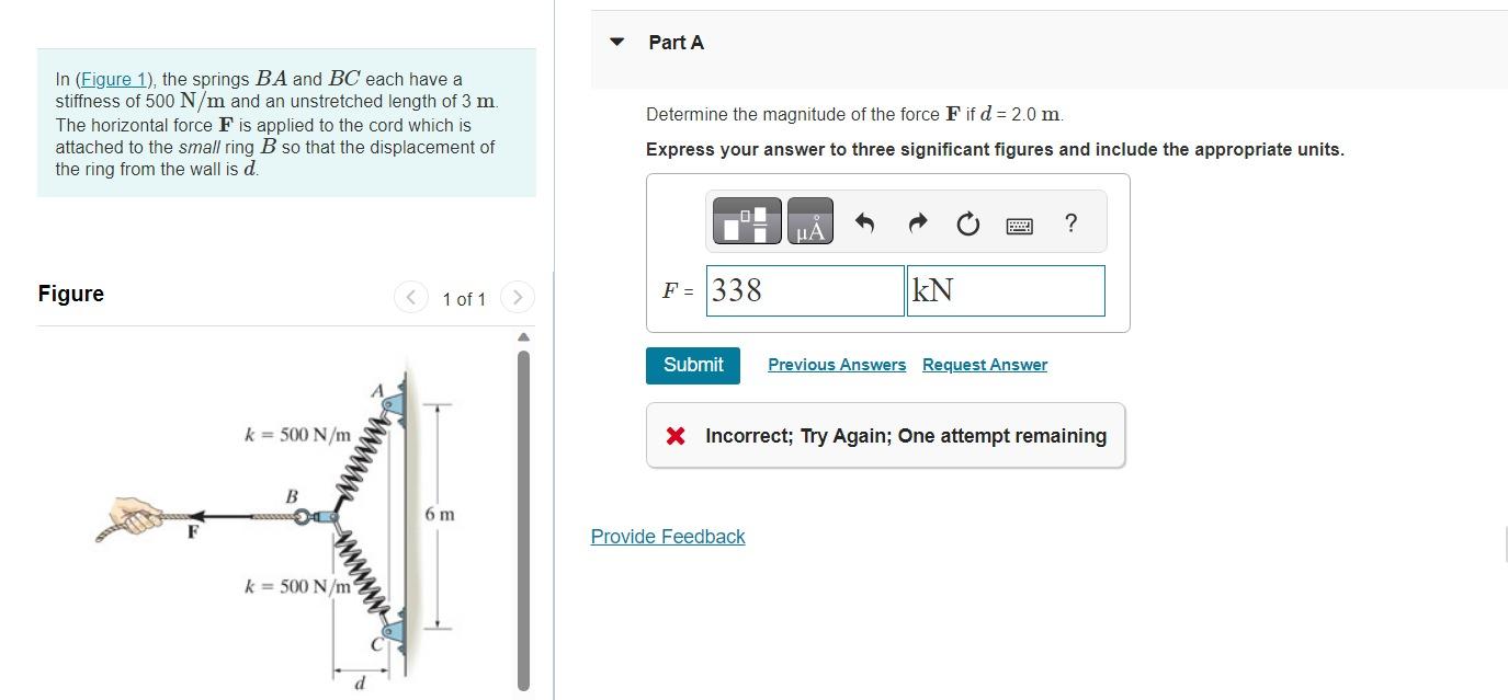 Solved In (Figure 1), The Springs BA And BC Each Have A | Chegg.com