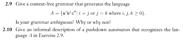 Solved 2.9 Give a context-free grammar that generates the | Chegg.com
