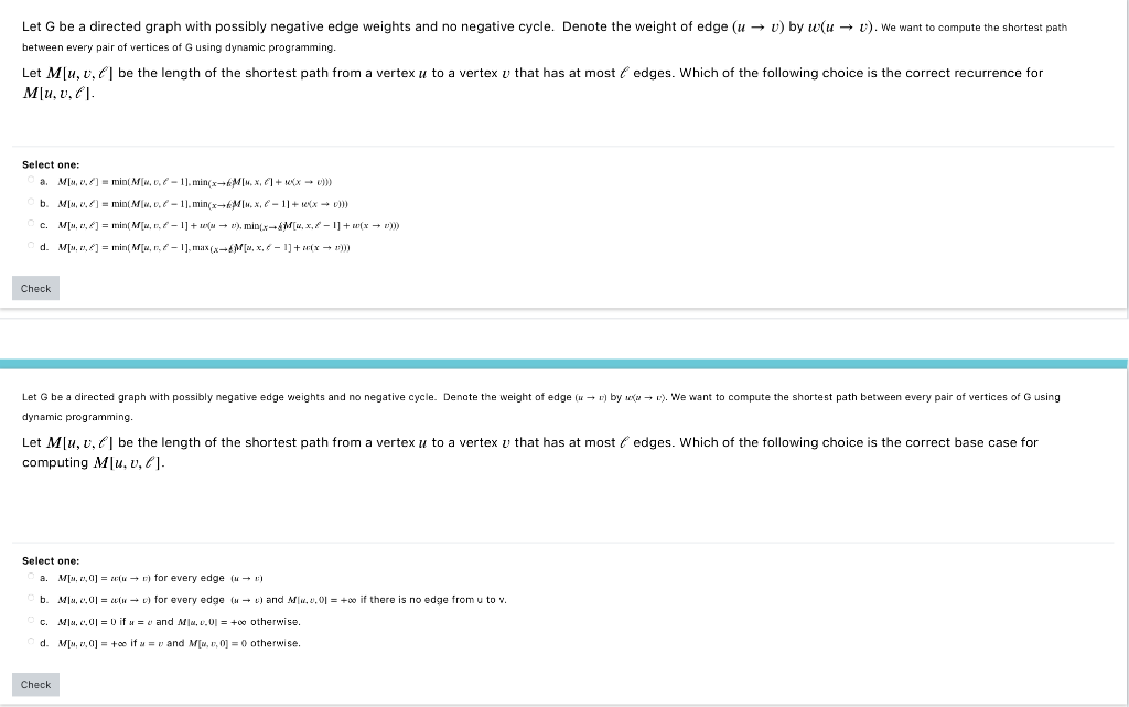 Solved Let G be a directed graph with possibly negative edge | Chegg.com