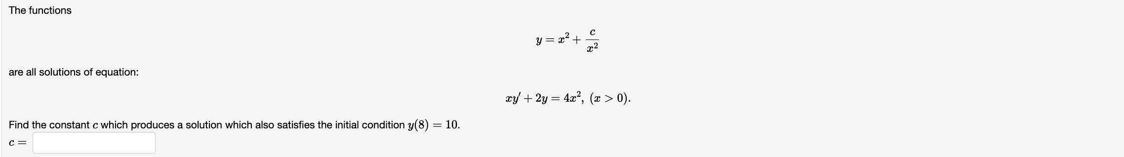 Solved The functions y=x2+x2c are all solutions of equation: | Chegg.com