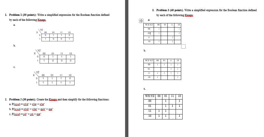 Solved Problem 1 ( 30 ﻿points): Write a simplified | Chegg.com