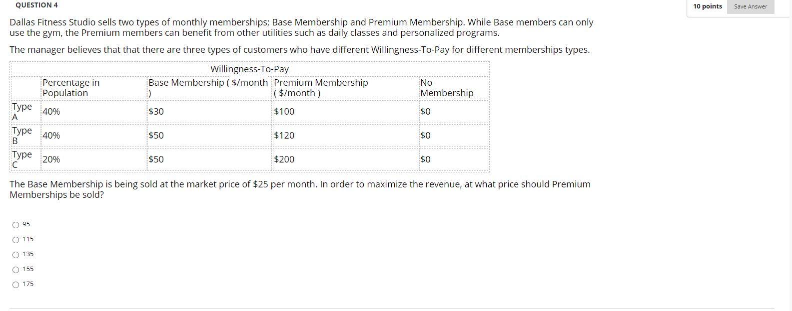 Solved QUESTION 4 10 points Save Answer Dallas Fitness | Chegg.com