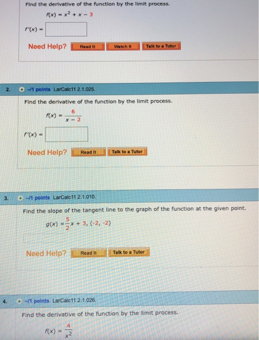 Solved Find the derivative of the function by the limit | Chegg.com