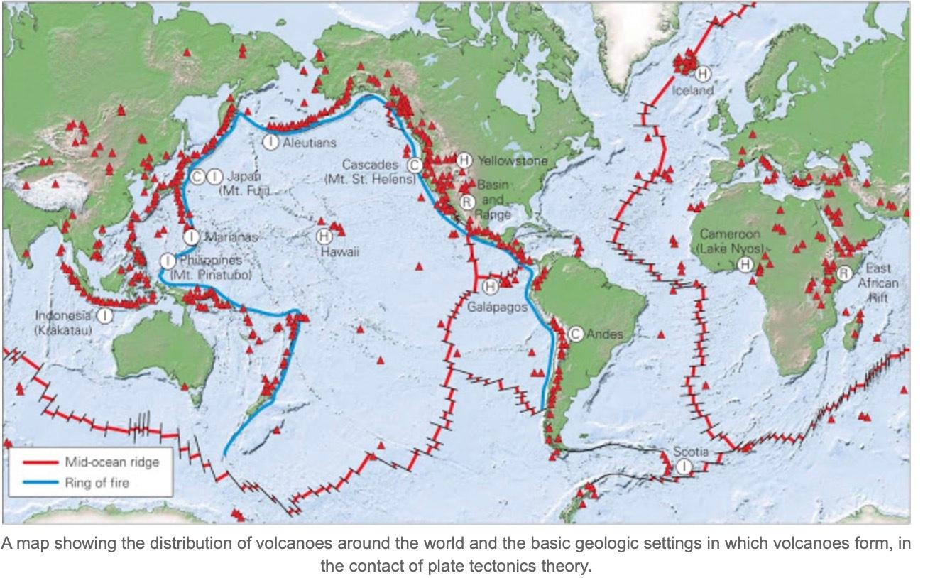 Solved Volcanoes Around the World 1) With which type of | Chegg.com