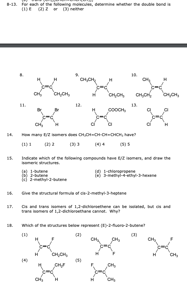 Solved 8-13. For each of the following molecules, determine | Chegg.com