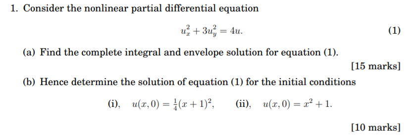 Solved 1. Consider the nonlinear partial differential | Chegg.com