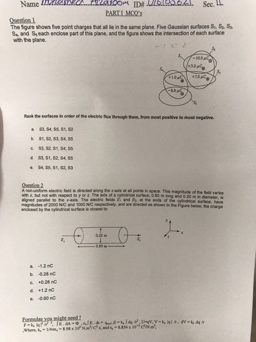 Solved PARTI MCQ' Question 1 The figure shows five point | Chegg.com