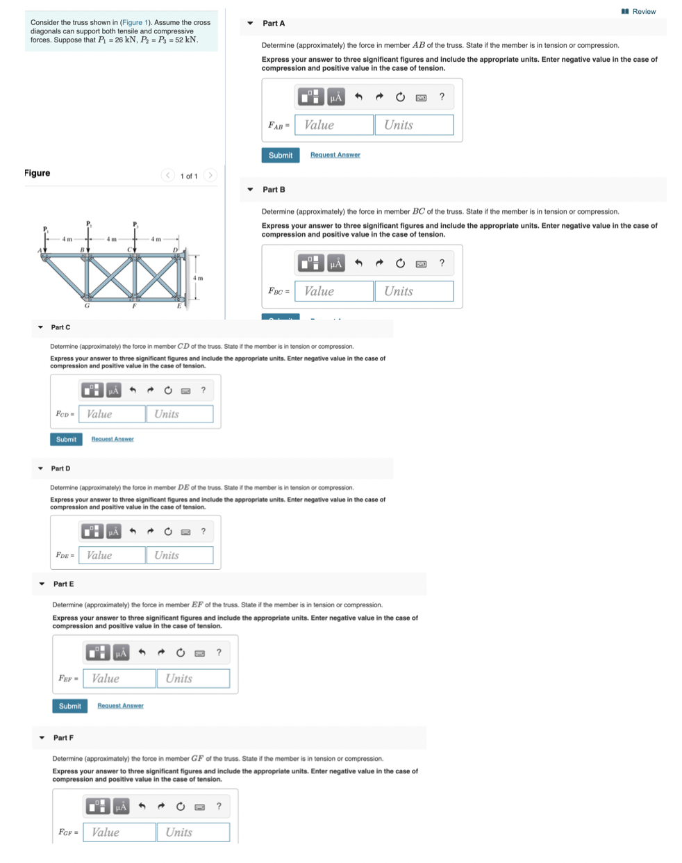 Solved Review Part A Consider the truss shown in (Figure 1). | Chegg.com