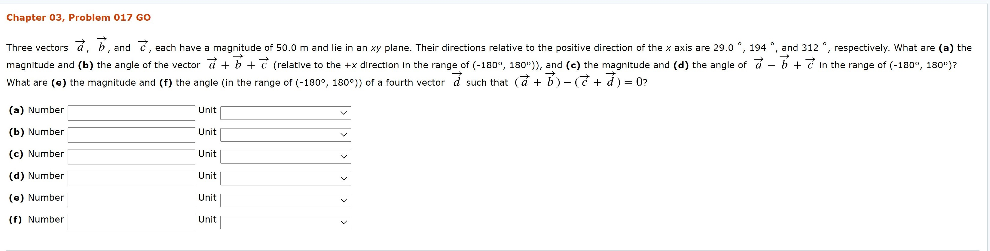 Solved Chapter 03 Problem 017 Go Three Vectors A Th And Chegg Com