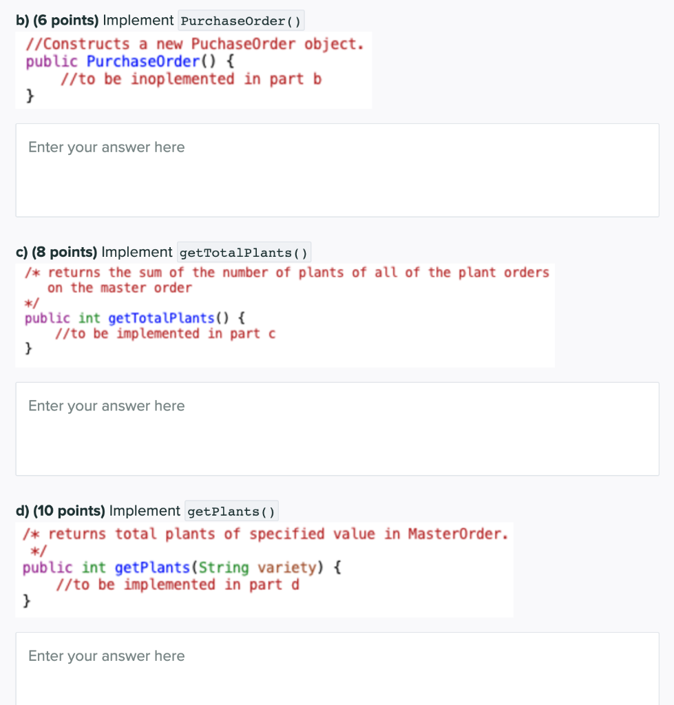 Solved Q3 Object Oriented Programming 40 Points A gardening | Chegg.com